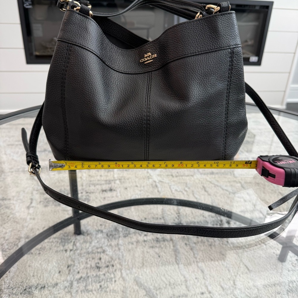 Coach Black Pebbled Leather Shoulder Bag with Gold Hardware - Picture 9 of 9